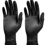 black rubber gloves
