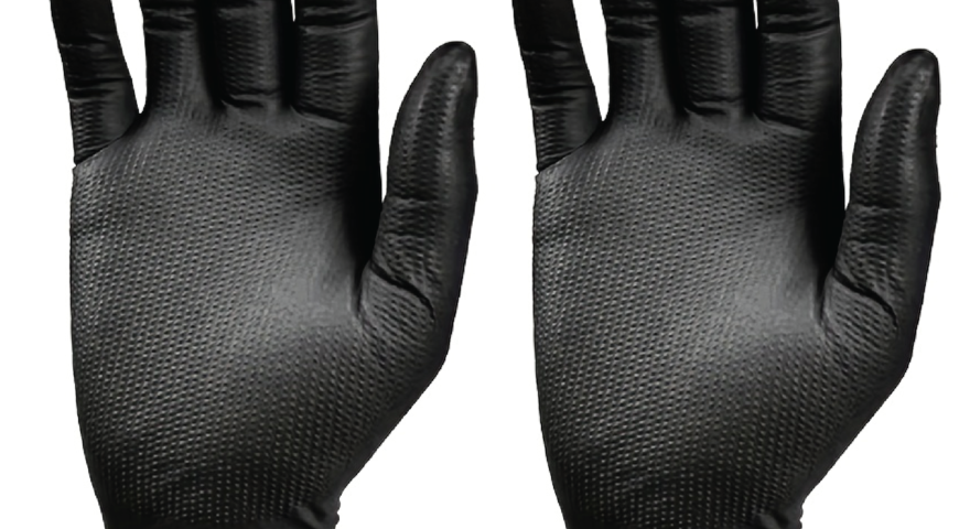 black rubber gloves